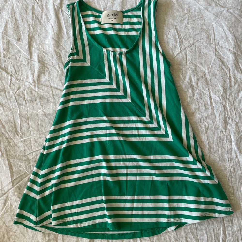 Anthropologie green stripe tank top